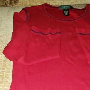 Lauren Ralph Lauren Stretch Thermal Red Shirt